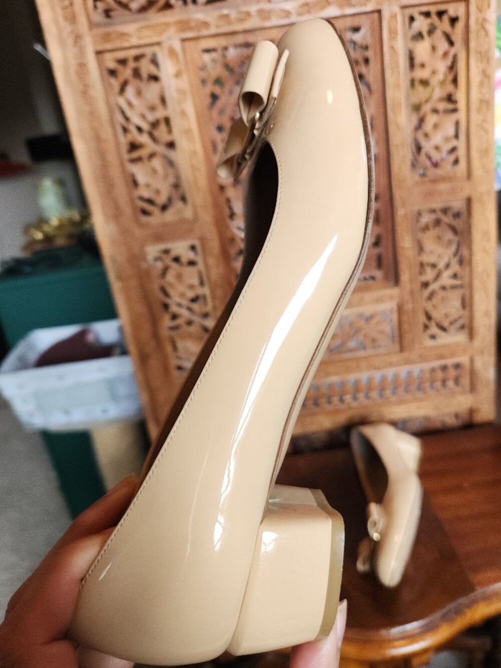 Salvatore Ferragamo Vara Pump in New Bisque (Nude) Leather - Picture 9 of 16